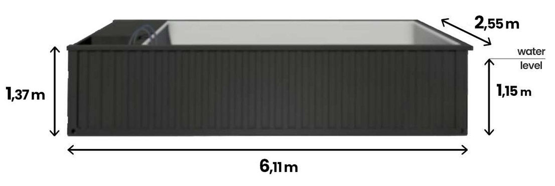 Piscina container da 6,2x2,5 m – Piscina modulare comfort
