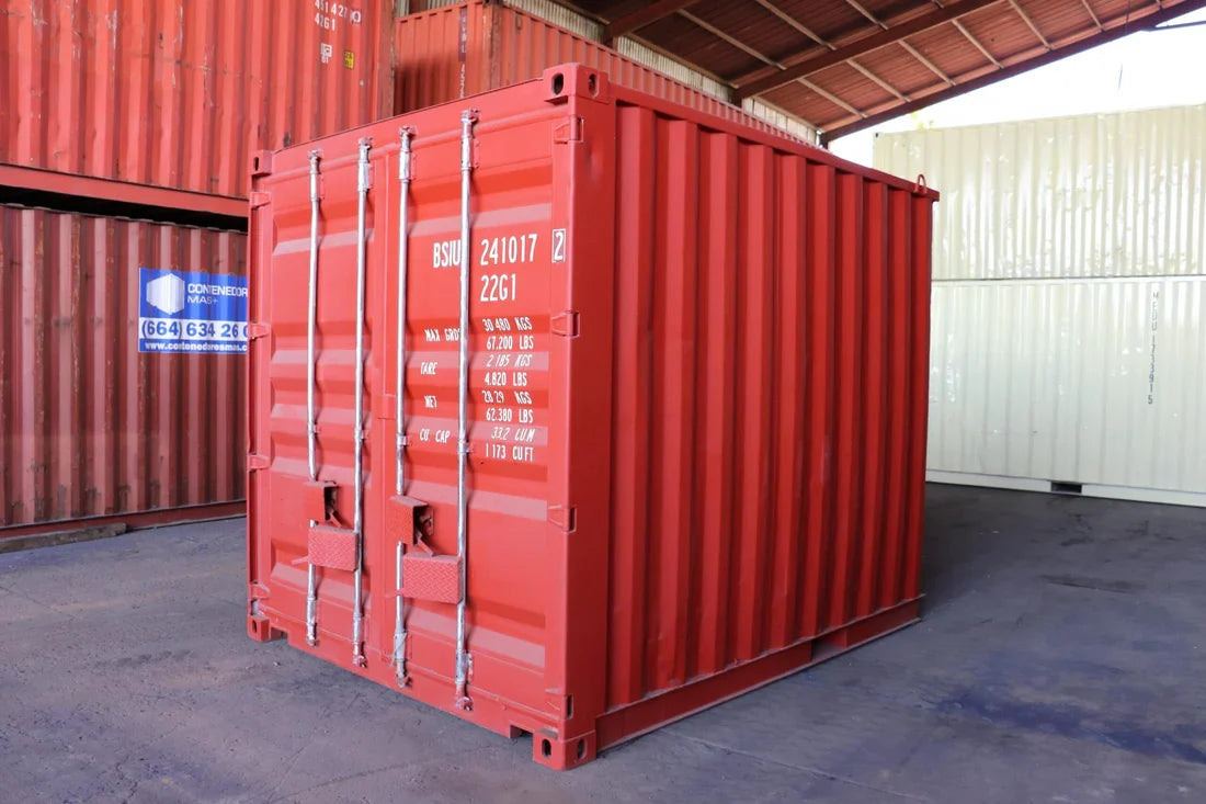 Container nuovo da 10 piedi rosso/grigio – Robusto e versatile