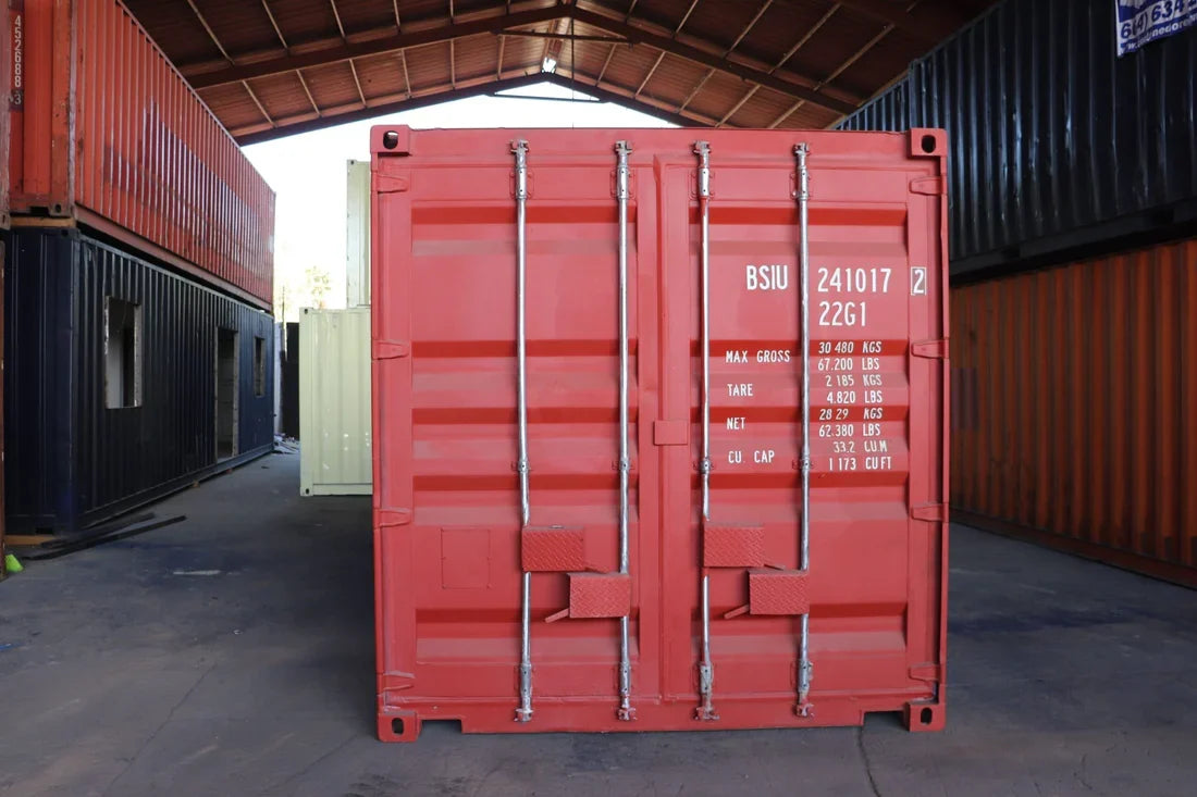 Container nuovo da 10 piedi rosso/grigio – Robusto e versatile