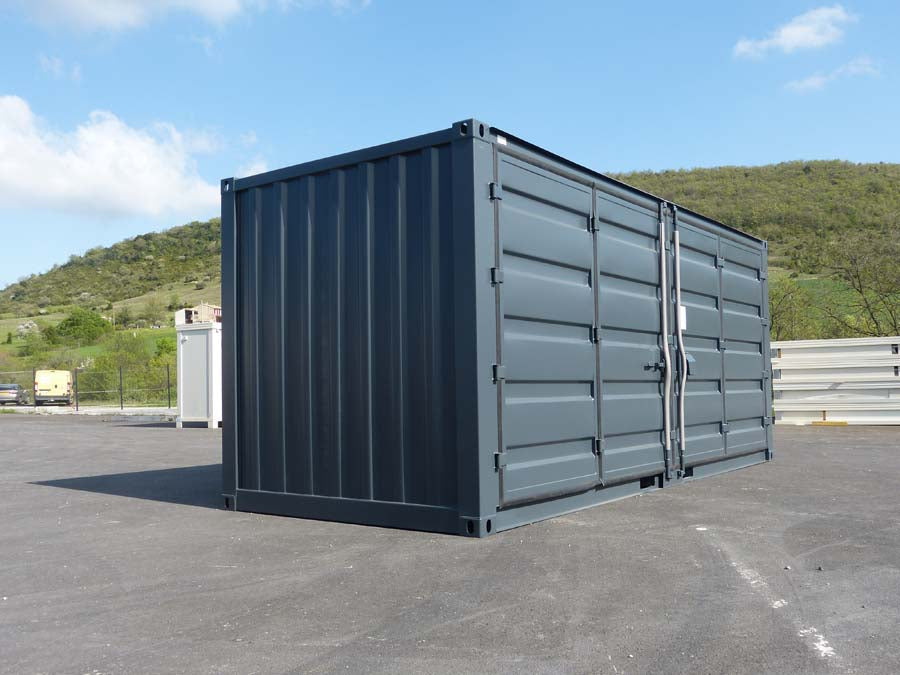 Container di Stoccaggio Nero con Lato Aperto da 20' – Robusto e Sicuro