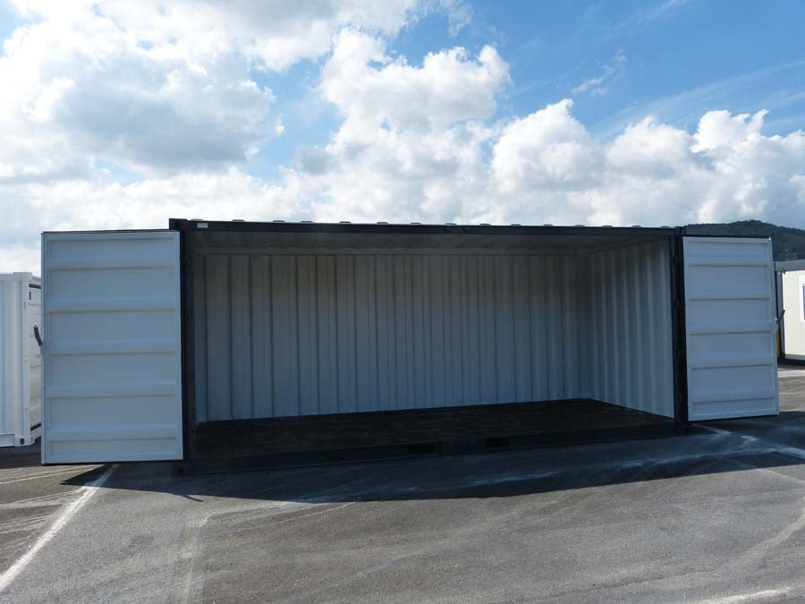 Container di Stoccaggio Nero con Lato Aperto da 20' – Robusto e Sicuro